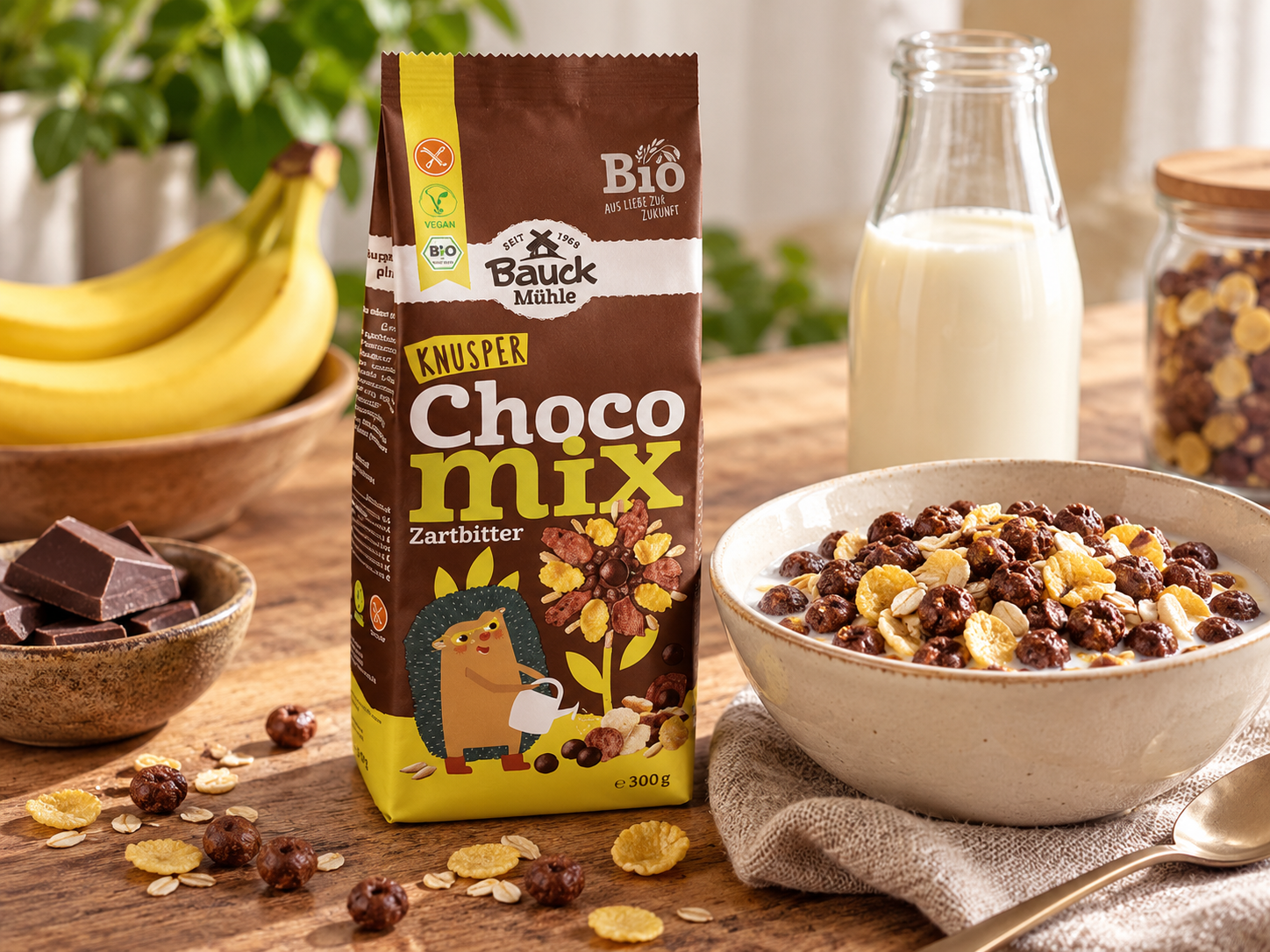 Bezlepkové křupavé CEREÁLIE s čokoládou BIO 300 g - Bauck